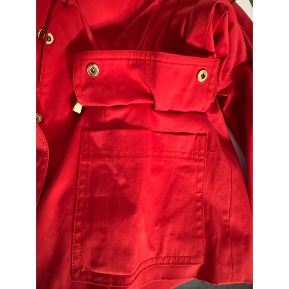 Carlisle Women’s Stretch Red Jacket Roll Tab Sleeve Full Zipper Snap Buttons Sz - Picture 6 of 7